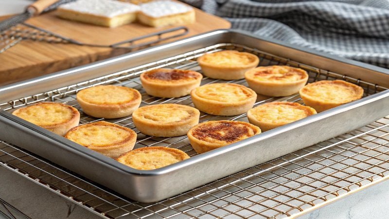 A wire rack fitting perfectly inside a sheet pan